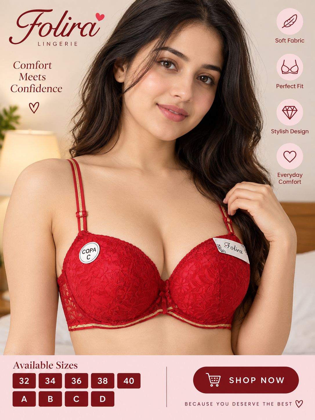 Folira Scarlet Elegance Lace Bra