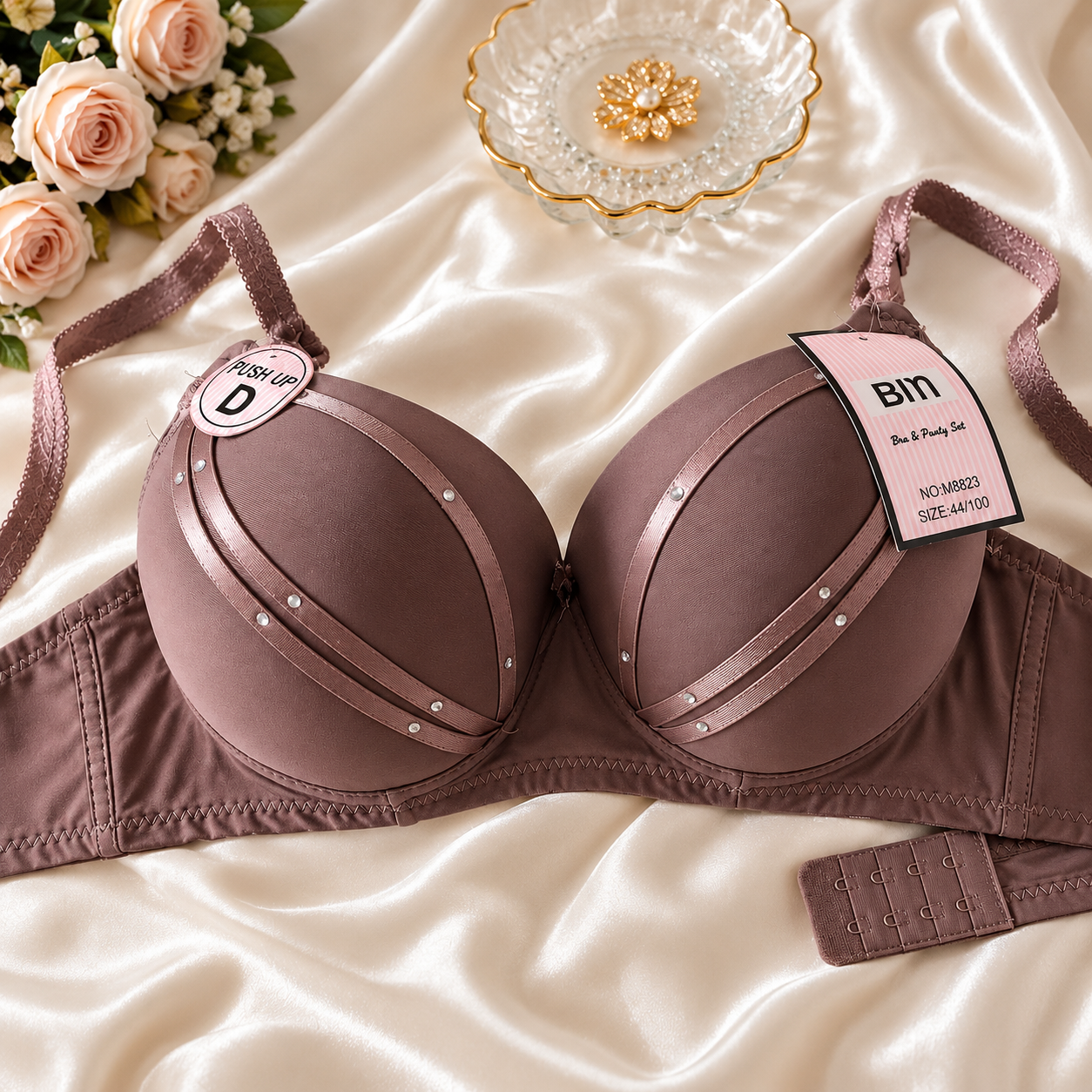 Scarlet Elegance Rhinestone Push-Up Bra