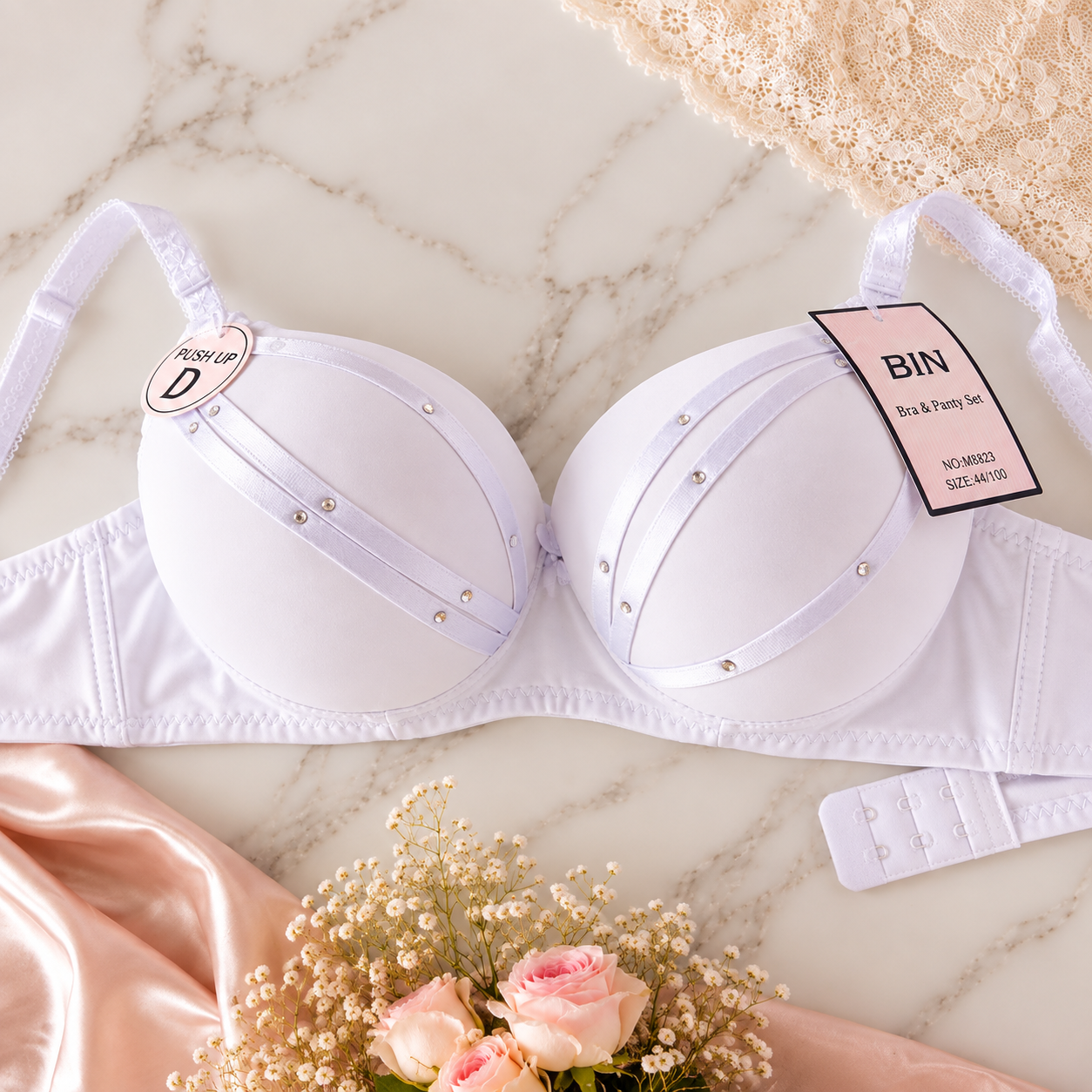 Scarlet Elegance Rhinestone Push-Up Bra