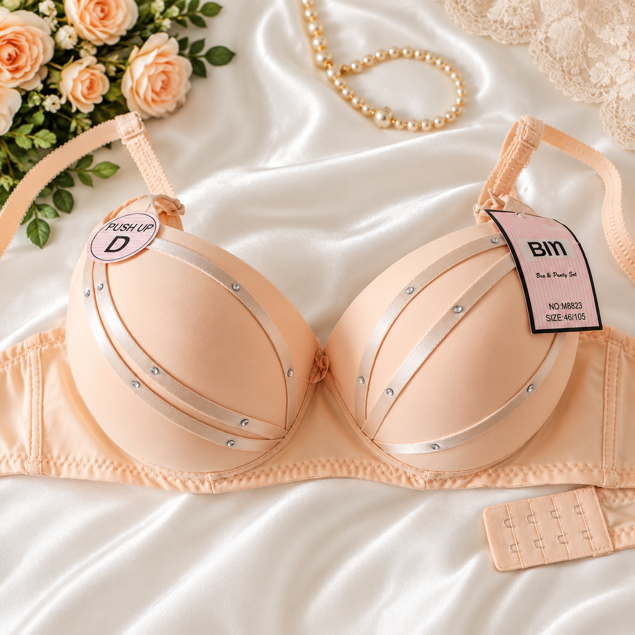 Scarlet Elegance Rhinestone Push-Up Bra