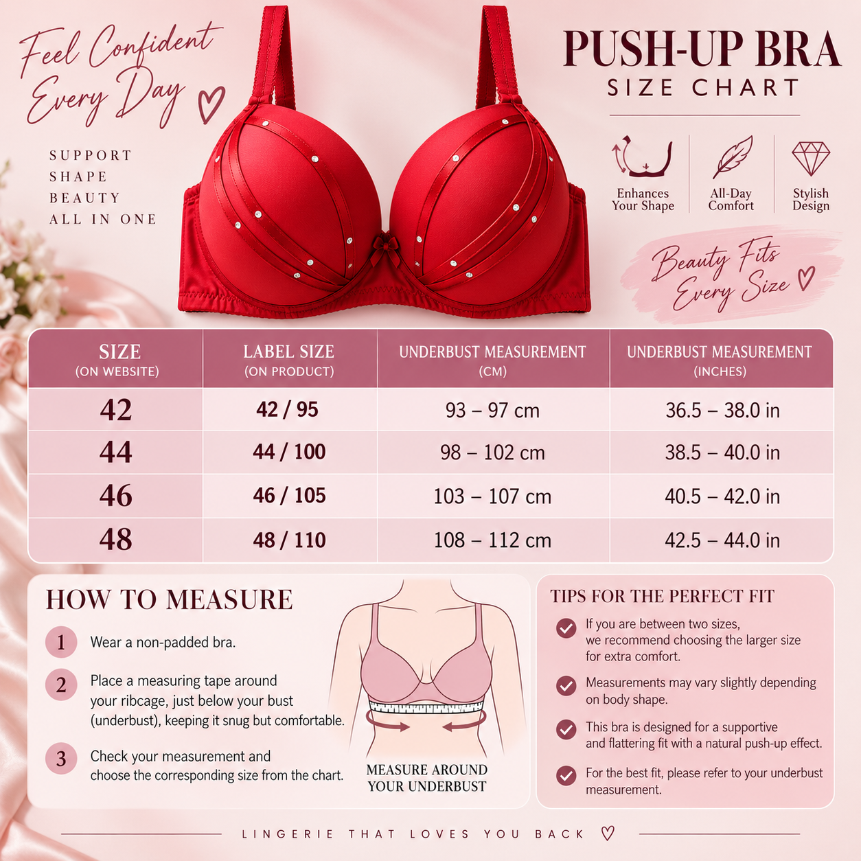 Scarlet Elegance Rhinestone Push-Up Bra