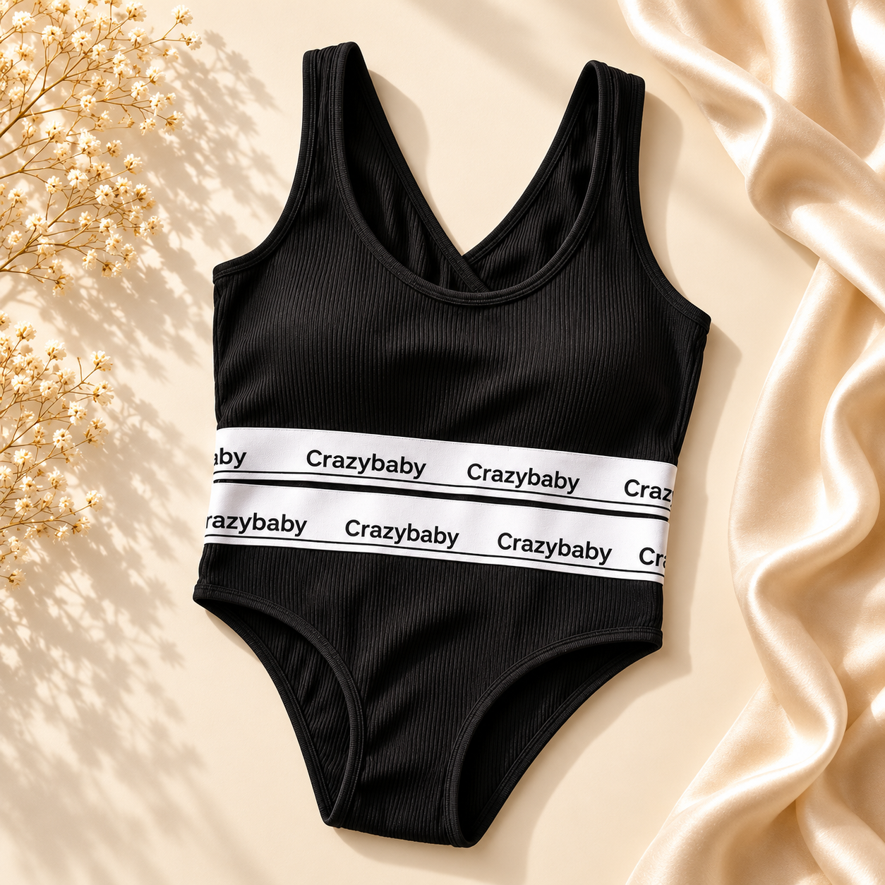 Crazybaby Ribbed Double-Band Bodysuit