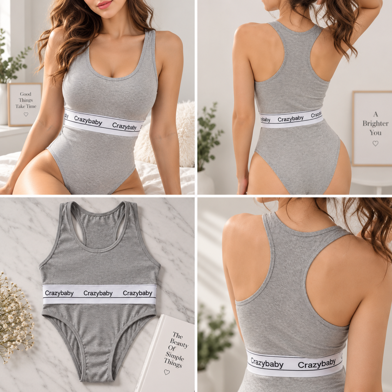 Crazybaby Ribbed Double-Band Bodysuit