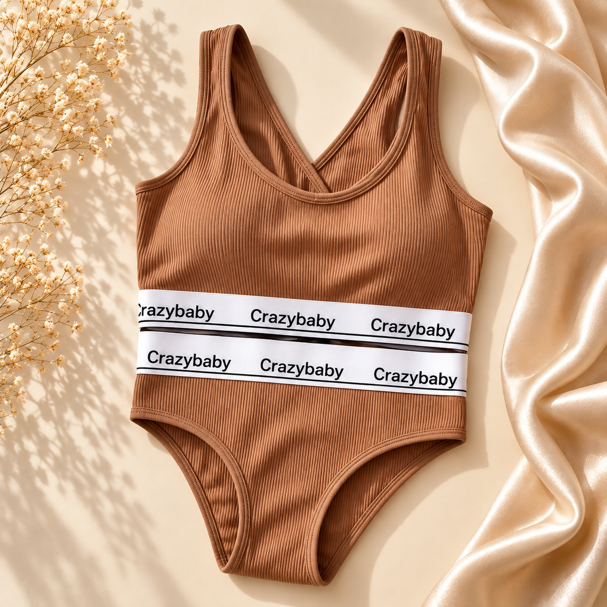 Crazybaby Ribbed Double-Band Bodysuit