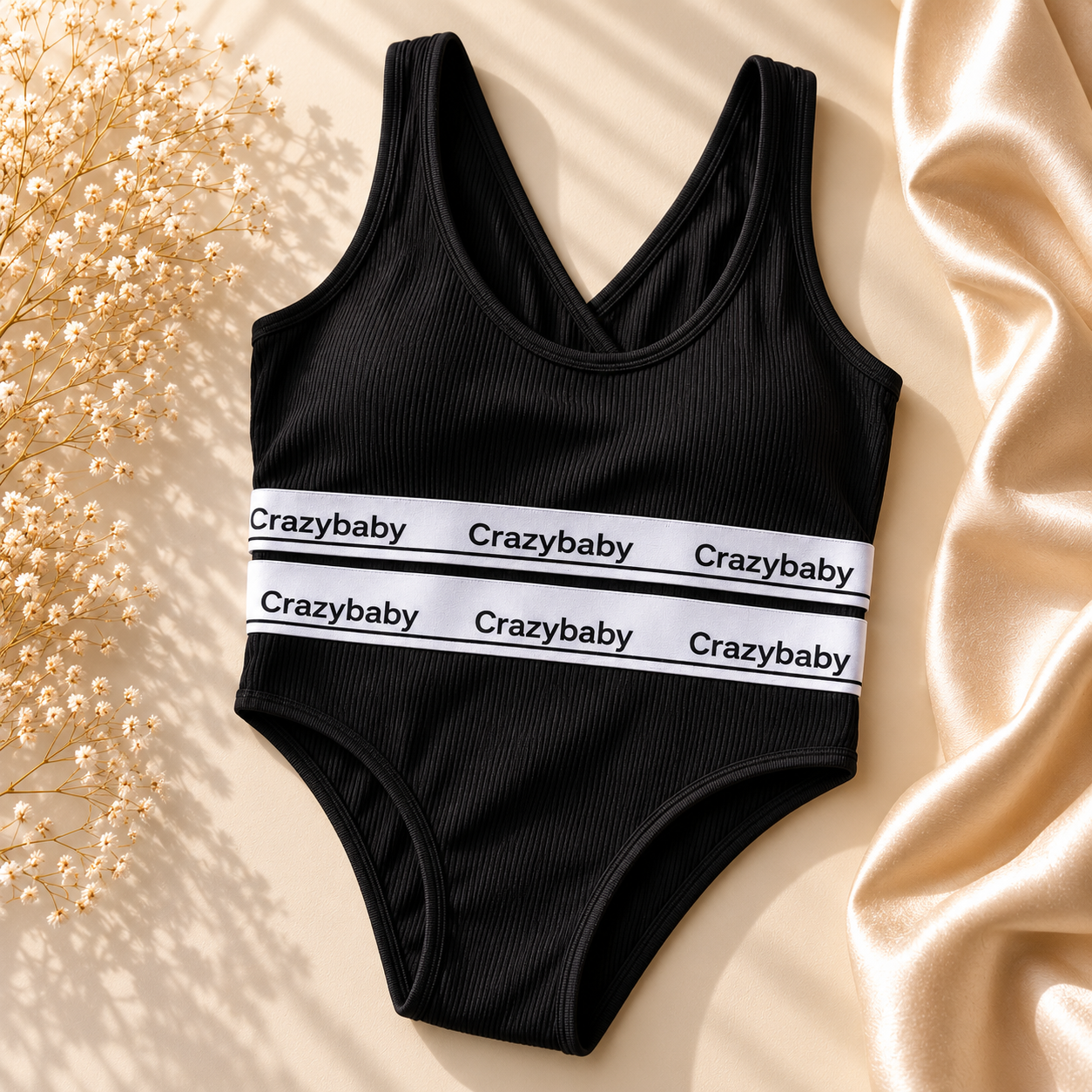 Crazybaby Ribbed Double-Band Bodysuit
