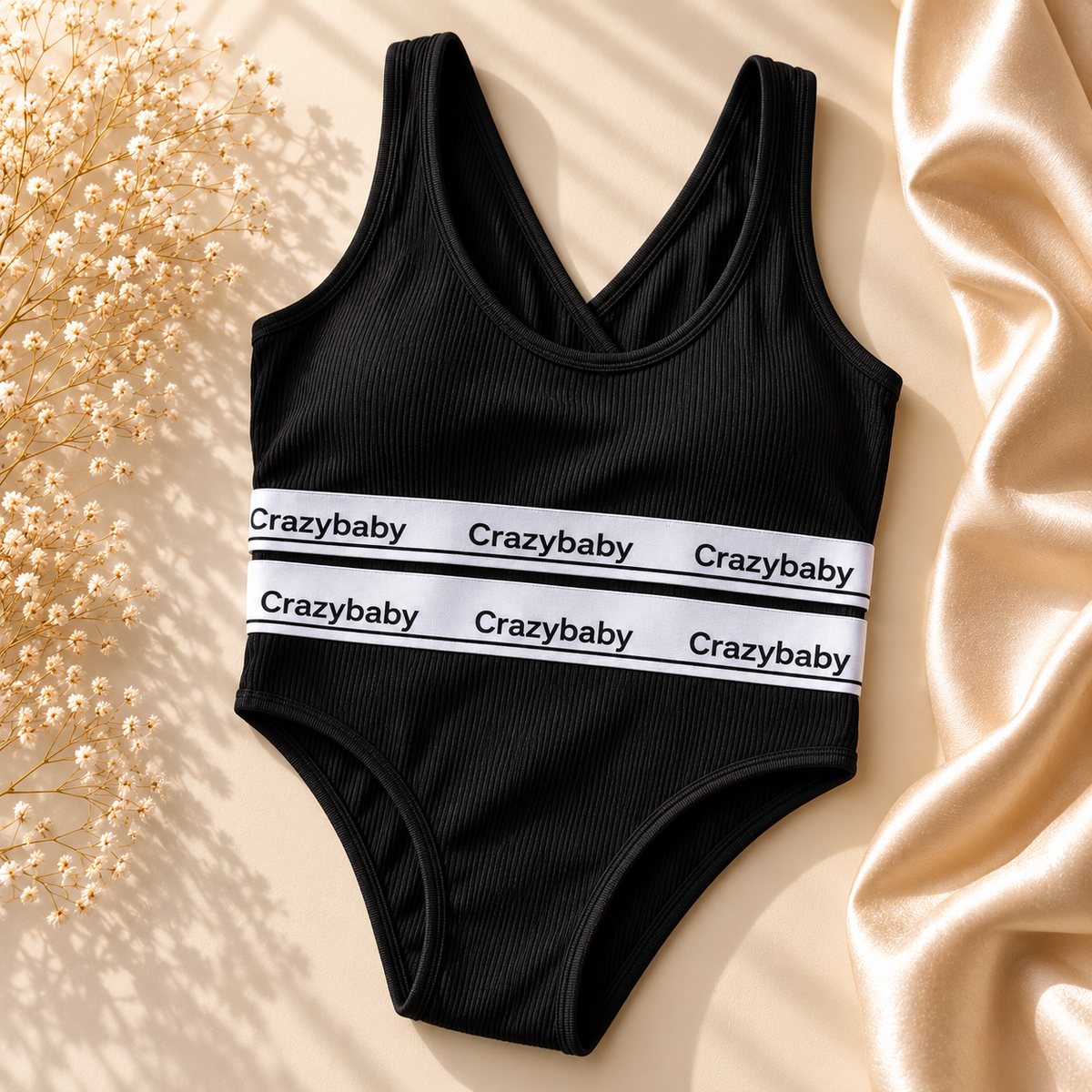 Crazybaby Ribbed Double-Band Bodysuit