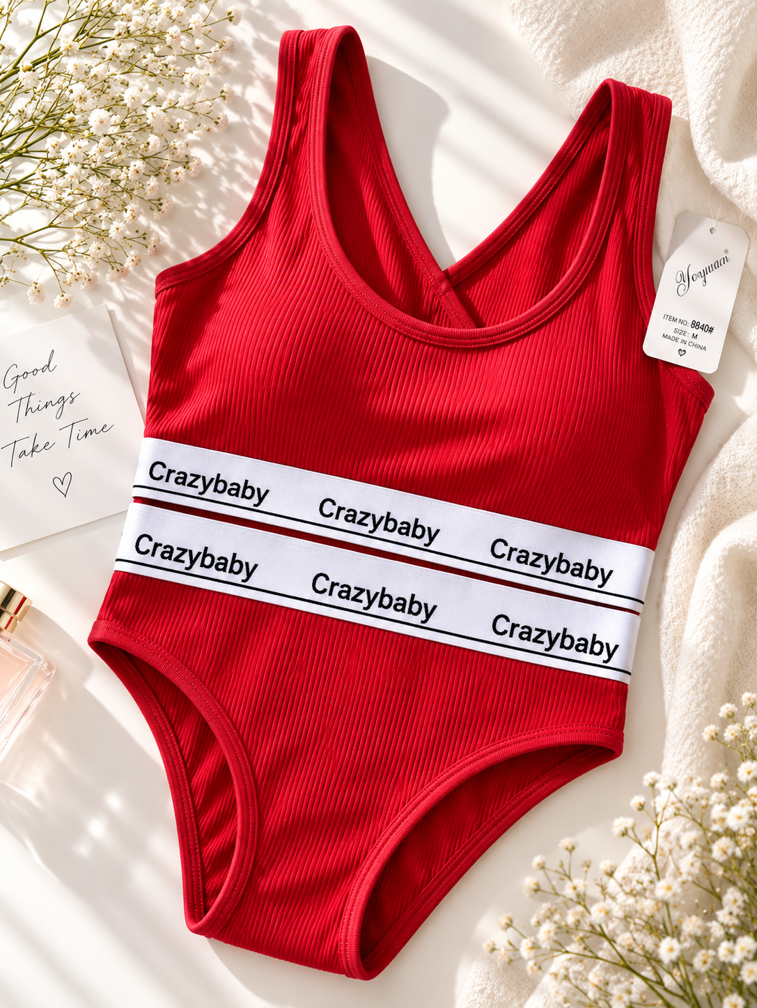 Crazybaby Ribbed Double-Band Bodysuit