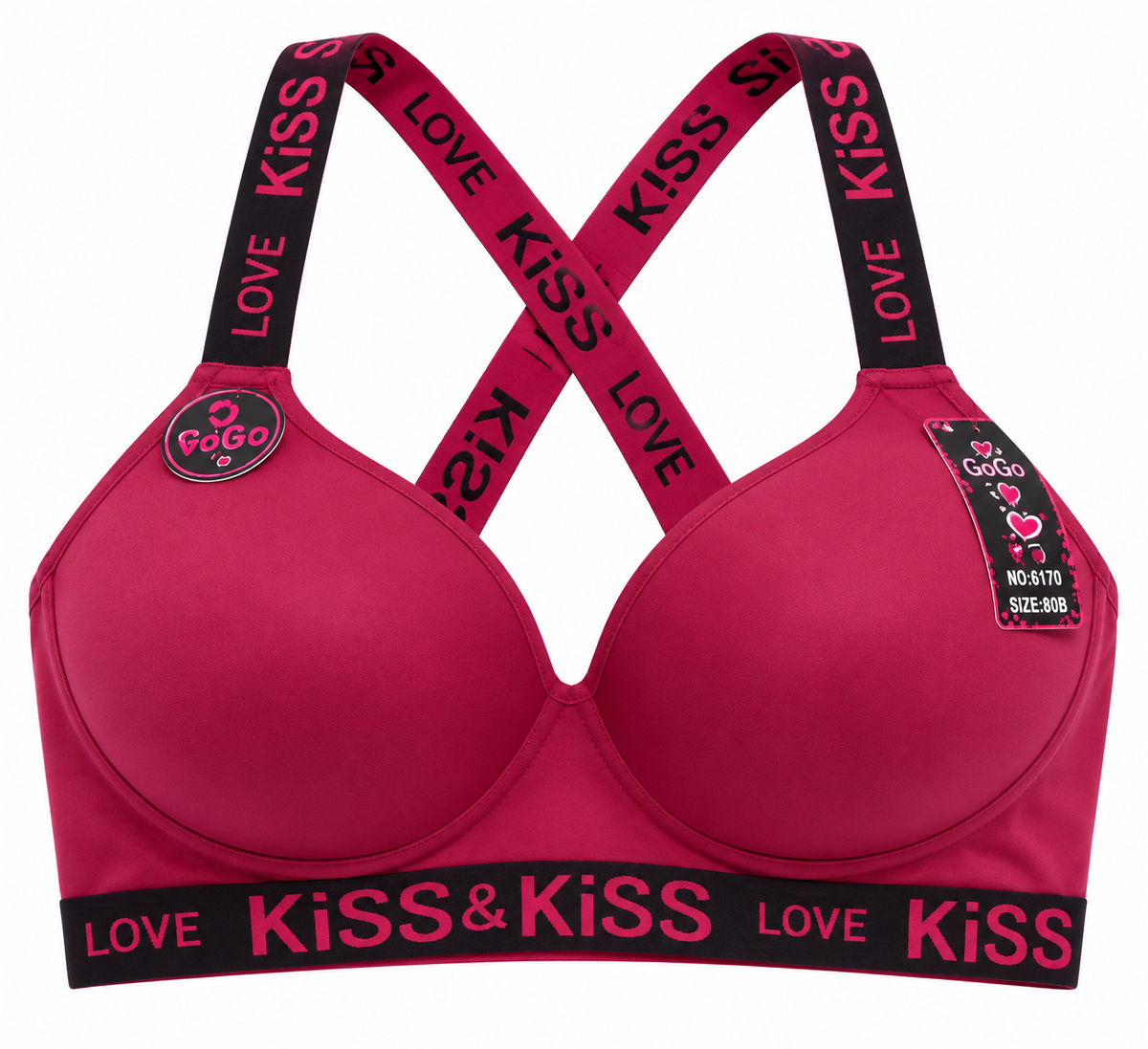 Women’s  Padded Bra – LOVE KISS Cross Back
