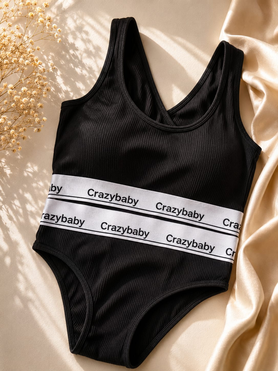 Crazybaby Ribbed Double-Band Bodysuit