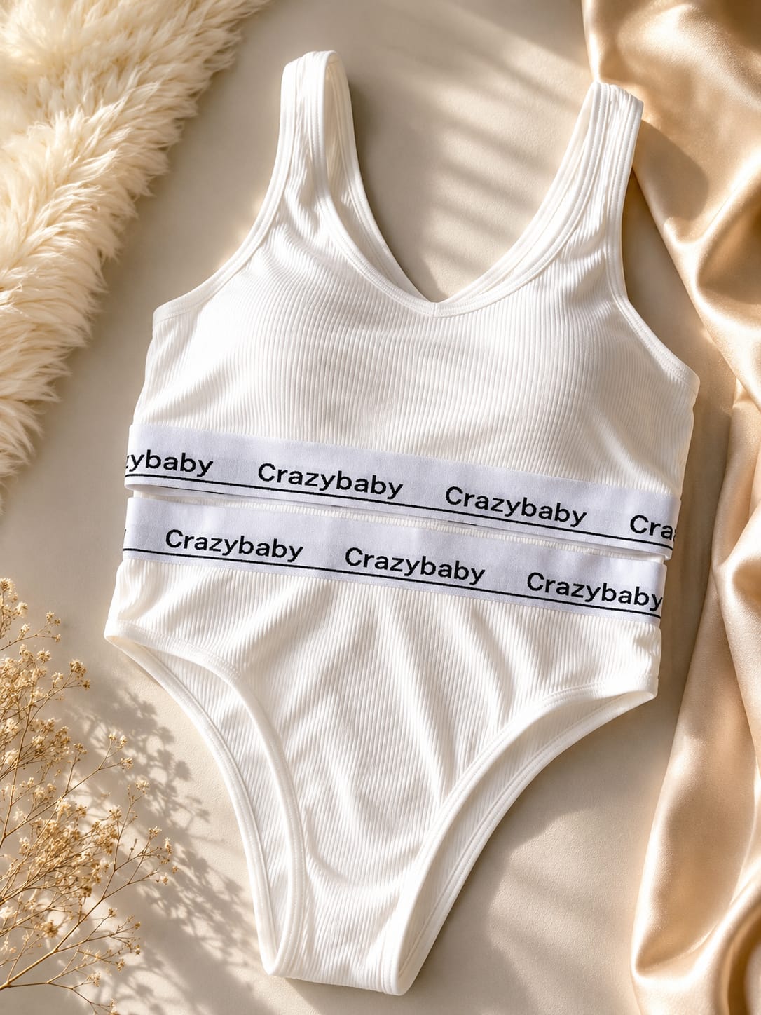 Crazybaby Ribbed Double-Band Bodysuit