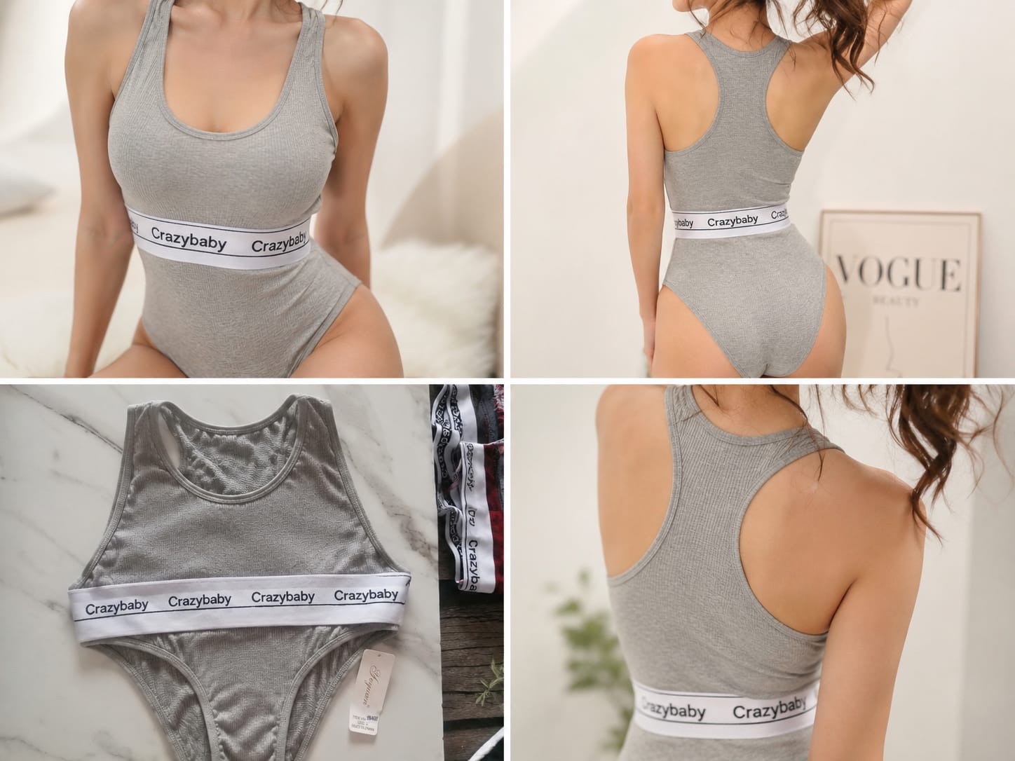 Crazybaby Ribbed Double-Band Bodysuit