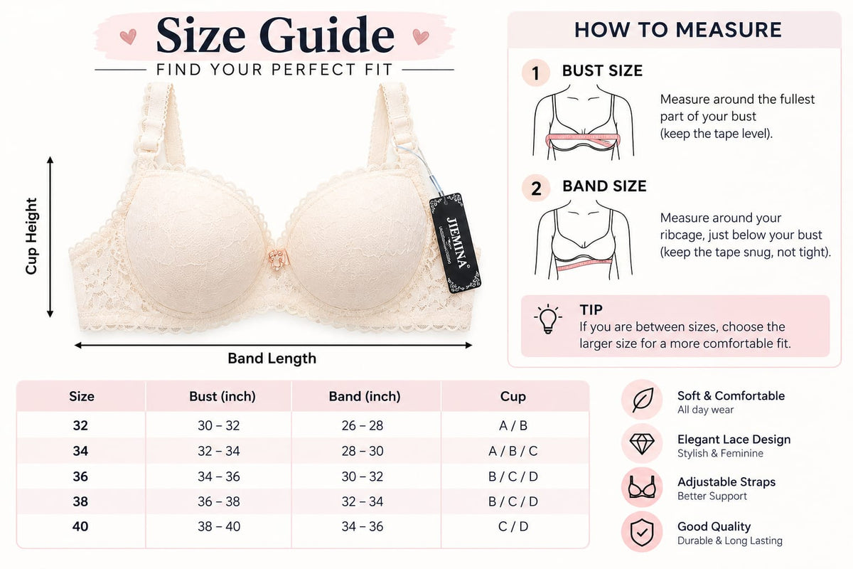 Women’s Floral Lace Padded Bra – Adjustable Straps & Comfortable Fit
