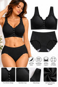 Women’s Seamless Wireless Front Button Bra & High-Waisted Panty Set