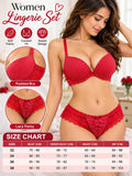 Women’s Red Lace Lingerie Set – Padded Bra & Lace Panty